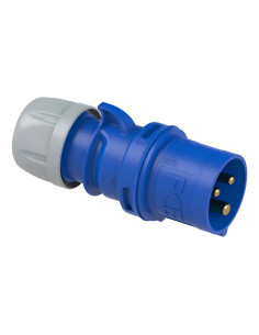 Ficha Industrial Macho 2x16a Con Tierra Ip44 Azul 230v