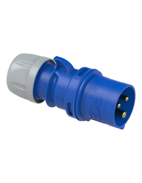 Ficha Industrial Macho 2x16a Con Tierra Ip44 Azul 230v