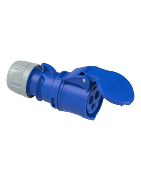 Ficha Industrial Hembra 2x16a Con Tierra Ip44 Azul 230v