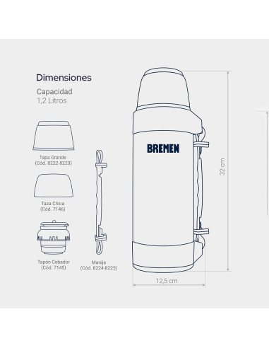 Termo 1 2 Litros Acero Inoxidable